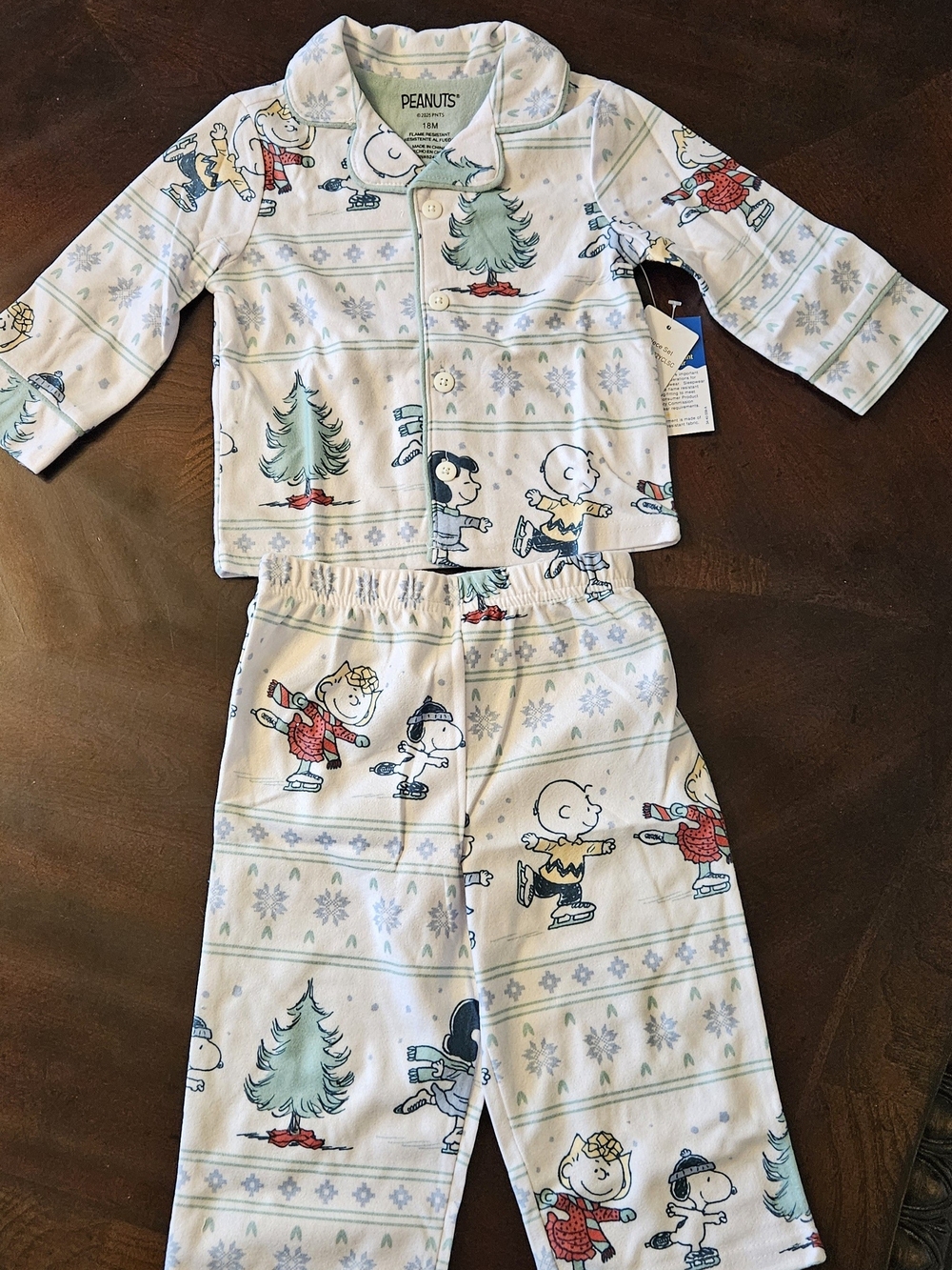 Peanuts Kids White & Light Blue Pajama Set with Snoopy & Friends